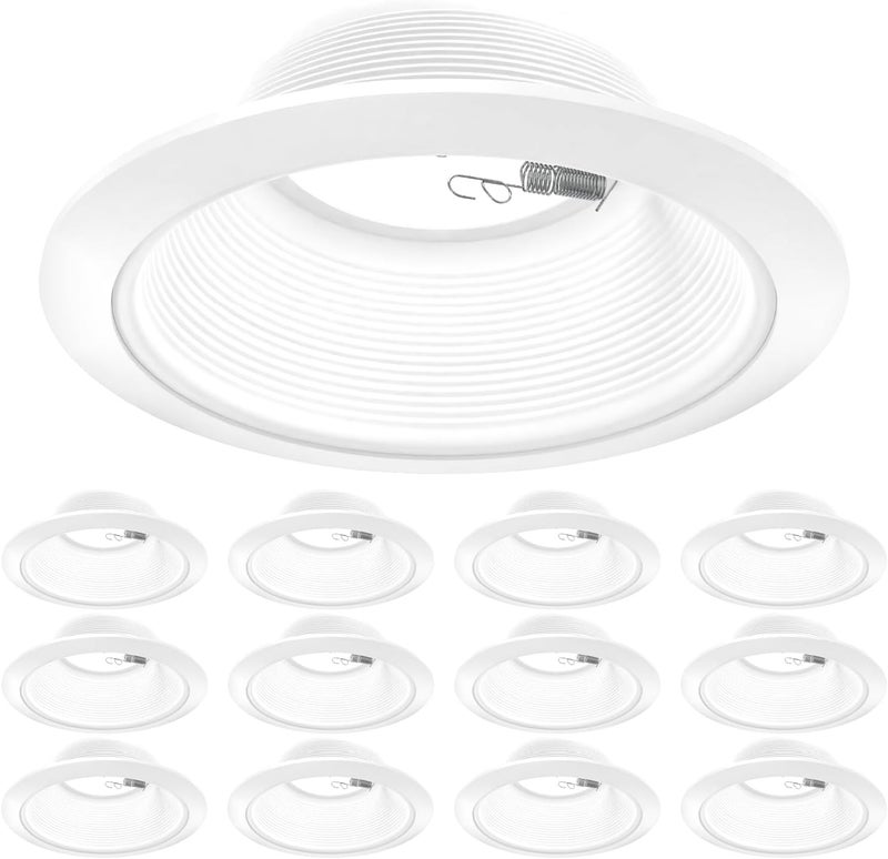 Sunco Lighting سنكو 12 عبوة 6 بوصة إطار ضوء السقف، بفلر خطوة مع حلقة قابلة للفصل، إطار ضوء مدمج أبيض - Image 1